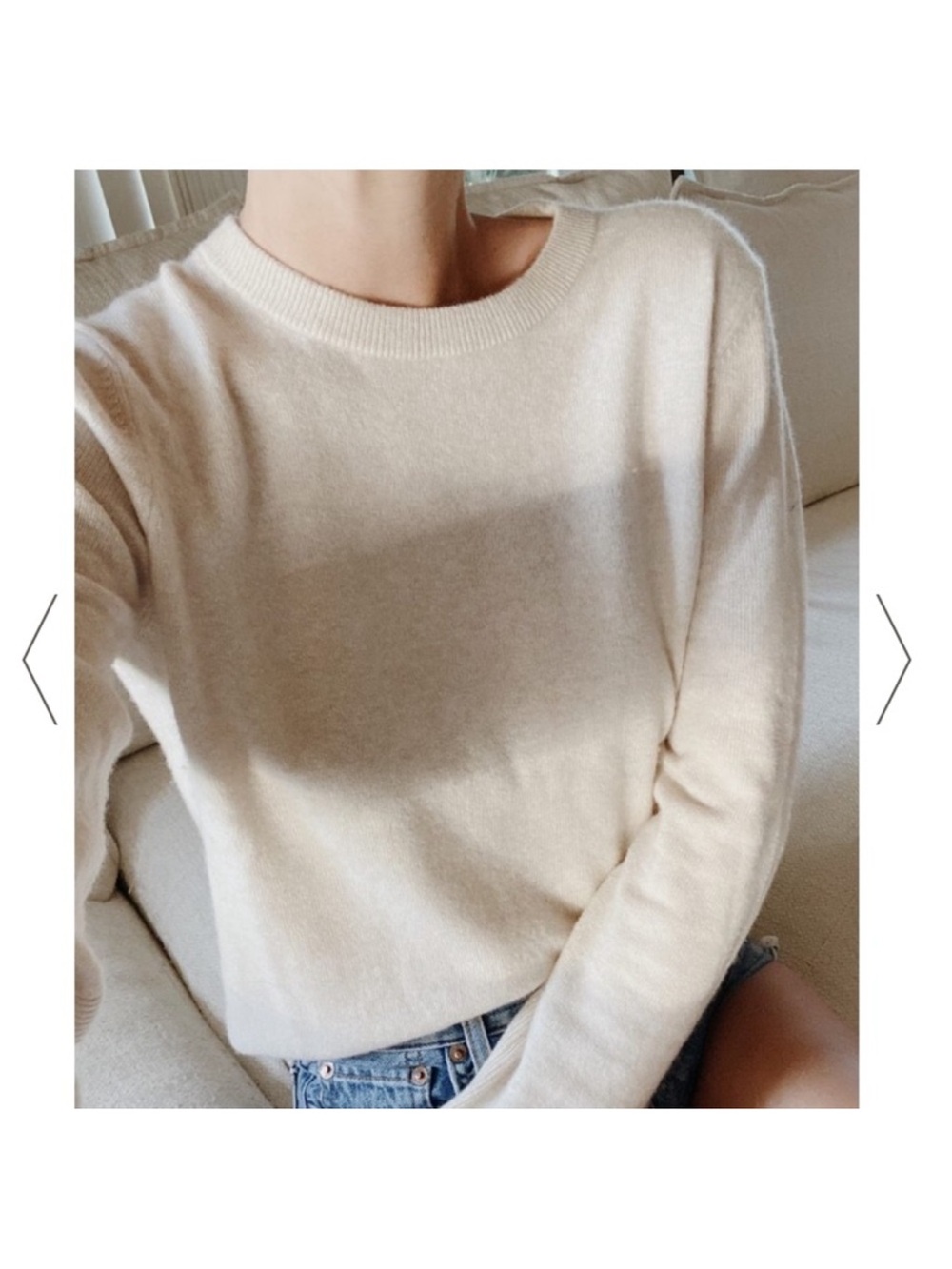 Jenni Kayne Everyday Slim Crew Sweater Ivory Wool Cashmere Blend Size M
